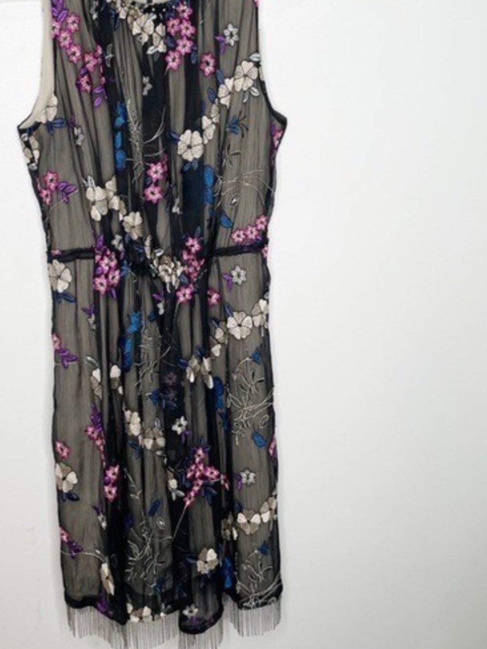 Black Floral Sleeveless Beaded Dress. Never worn.